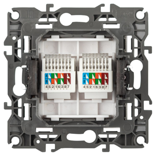 Розетка компьютерная двойная RJ45 Эра 12-3108-16 Б0065665 дополнительное фото фото 3