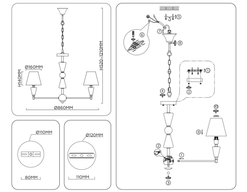 Подвесная люстра Ambrella Light High Light Classic LH75256 изображение в интернет-магазине Cramer Light фото 2