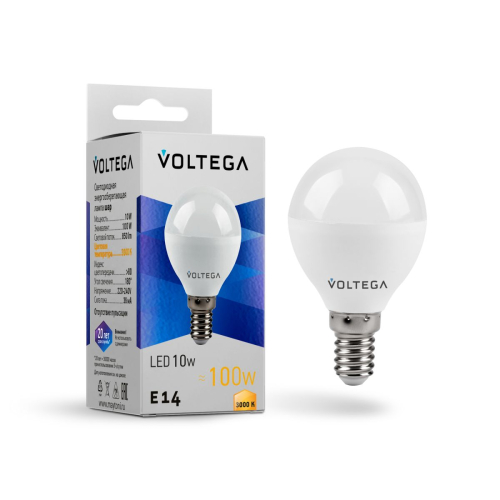 Лампа светодиодная Voltega E14 8W 3000K шар 7231 изображение в интернет-магазине Cramer Light