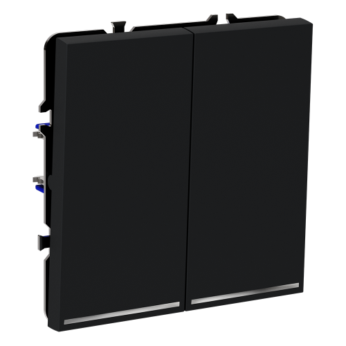 Проходной переключатель двухклавишный с подсветкой Voltum S70 VLS020407 (графит) дополнительное фото фото 3