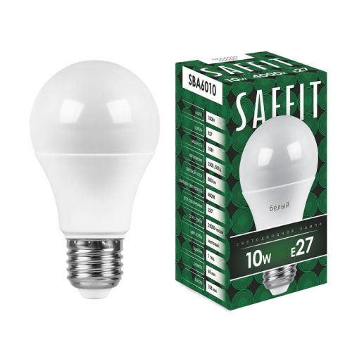 Лампа светодиодная Saffit SBA6010 шар E27 10W 4000K 55005 изображение в интернет-магазине Cramer Light