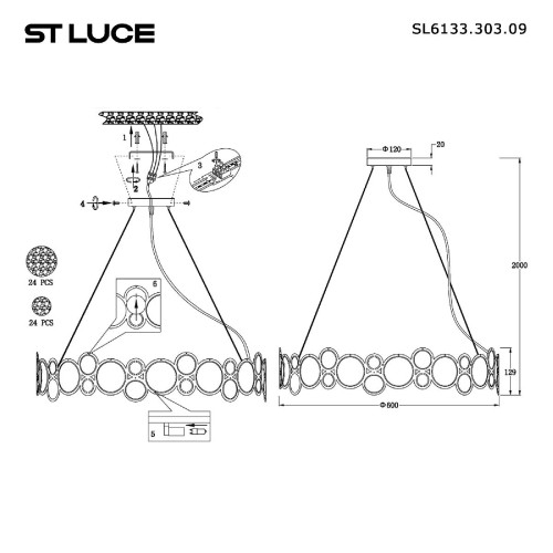 Подвесная люстра ST Luce Swatch SL6133.303.09 изображение в интернет-магазине Cramer Light фото 4