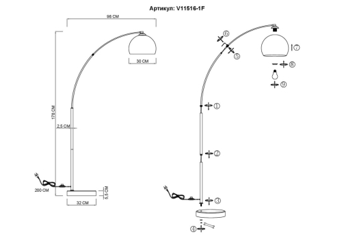 Торшер Moderli Arco V11516-1F изображение в интернет-магазине Cramer Light фото 6
