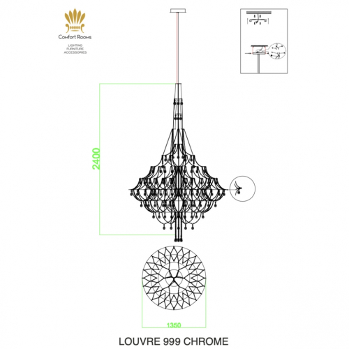 Подвесной светильник Ilamp Louvre 999 CHROME изображение в интернет-магазине Cramer Light фото 5