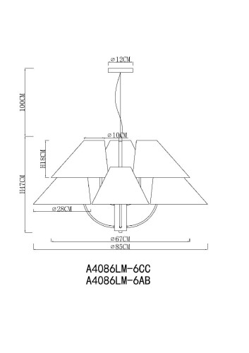 Подвесная люстра Arte Lamp Rondo A4086LM-6AB изображение в интернет-магазине Cramer Light фото 5