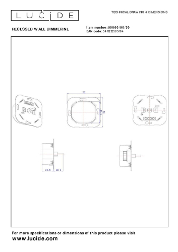 Диммер Lucide Recessed wall dimmer nl 50000/00/30 дополнительное фото фото 3