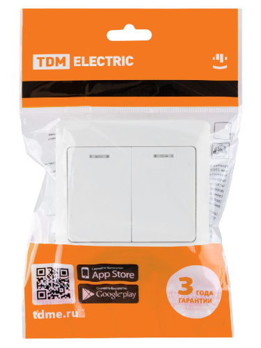Выключатель двухклавишный с подсветкой Ильмень TDM Electric SQ1823-0004 дополнительное фото фото 5