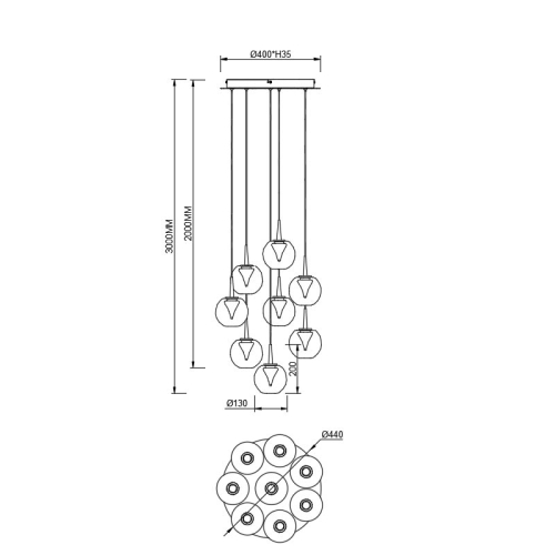 Подвесная люстра Mantra Andromeda 9079 изображение в интернет-магазине Cramer Light фото 2