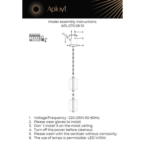 Подвесной светильник Aployt Lakres APL.070.06.10 изображение в интернет-магазине Cramer Light фото 2