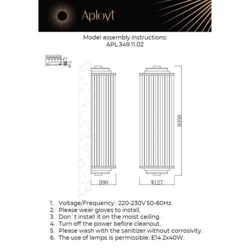 Настенный светильник Aployt Klodina APL.349.11.02 изображение в интернет-магазине Cramer Light фото 2