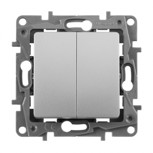 Переключатель двухклавишный Legrand Etika 10A 250V алюминий 672412 дополнительное фото фото 3