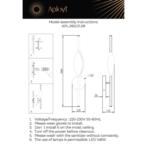 Настенный светильник Aployt Krysia APL.060.01.08 изображение в интернет-магазине Cramer Light фото 2