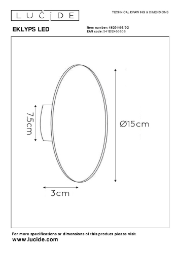 Настенный светильник Lucide Eklyps Led 46201/06/02 изображение в интернет-магазине Cramer Light фото 5