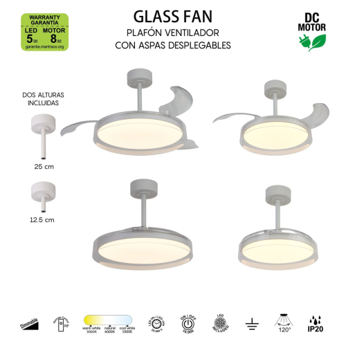 Люстра-вентилятор Mantra Glass Fan 9525 изображение в интернет-магазине Cramer Light фото 8