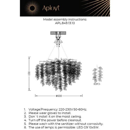 Подвесная люстра Aployt Zhozefina APL.849.13.10 изображение в интернет-магазине Cramer Light фото 2