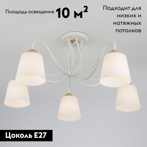 Потолочная люстра Eurosvet Betty 70062/5 белый изображение в интернет-магазине Cramer Light фото 2
