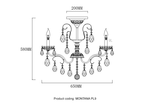 Люстры на штанге Crystal Lux MONTANA PL9 изображение в интернет-магазине Cramer Light фото 5