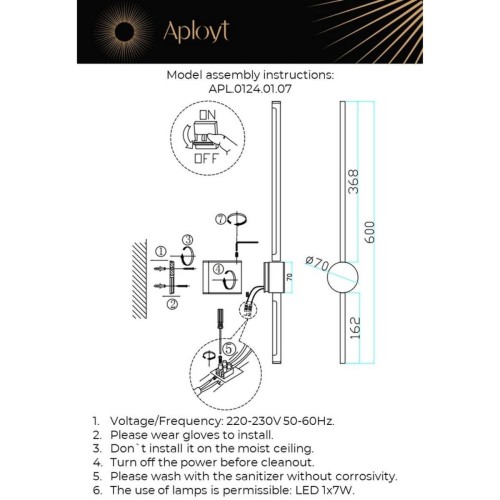 Настенный светильник Aployt Gabi APL.0124.01.07 изображение в интернет-магазине Cramer Light фото 3