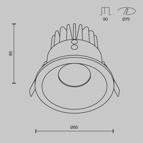 Встраиваемый светильник Maytoni Zoom DL034-L12W4K-B изображение в интернет-магазине Cramer Light фото 2