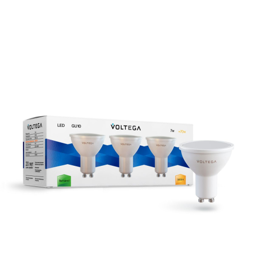 Лампа светодиодная Voltega GU10 7W 3000K 7249 изображение в интернет-магазине Cramer Light