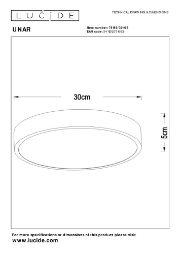Потолочный светильник Lucide Unar 79185/30/02 изображение в интернет-магазине Cramer Light фото 4