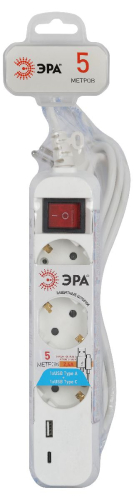Удлинитель электрический Эра UB-3es-5m-USB Б0052899 дополнительное фото фото 6