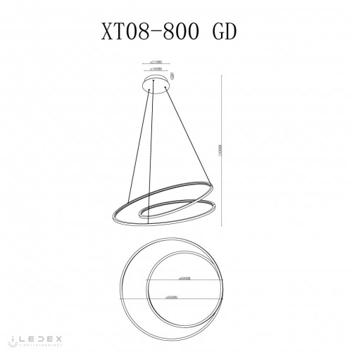 Подвесная люстра iLedex Axis XT08-D800 GD изображение в интернет-магазине Cramer Light фото 2