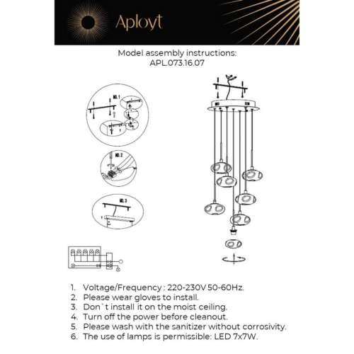 Подвесной светильник Aployt Sacha APL.073.16.07 изображение в интернет-магазине Cramer Light фото 2