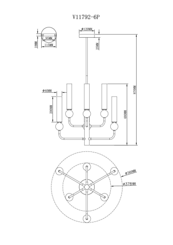 Люстра на штанге Moderli Illis V11792-6P изображение в интернет-магазине Cramer Light фото 7