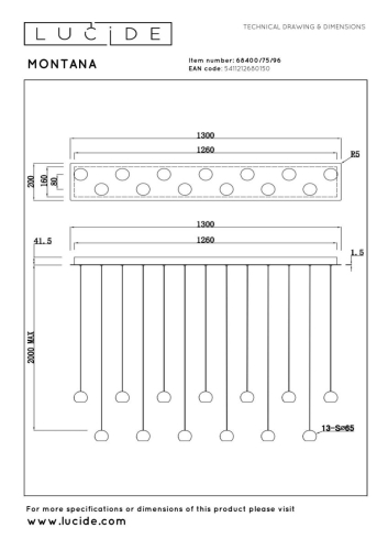 Подвесной светильник Lucide Montana 68400/75/96 изображение в интернет-магазине Cramer Light фото 10