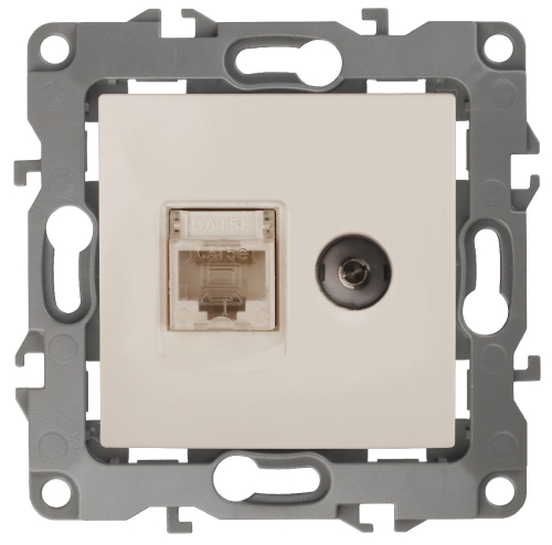 Розетка комбинированная RJ45+TV Эра 12-3110-02 Б0027442 дополнительное фото