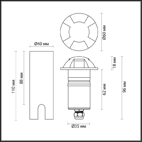 Грунтовый светильник Odeon Light Wald 6662/3GL дополнительное фото фото 2