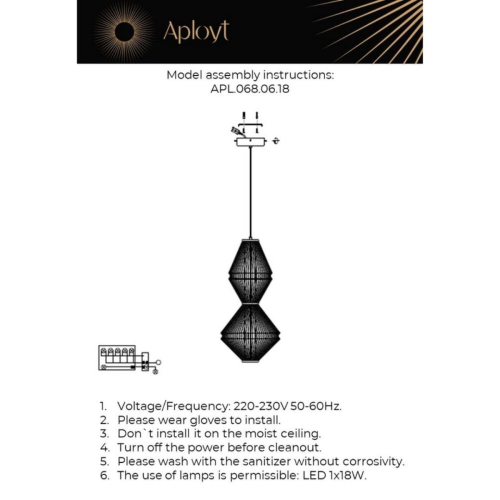 Подвесной светильник Aployt Dzhakket APL.068.06.18 изображение в интернет-магазине Cramer Light фото 2