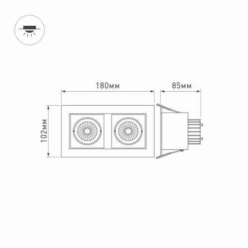Встраиваемый светильник Arlight CL-KARDAN-S180x102-2x9W Day 024138 изображение в интернет-магазине Cramer Light фото 7