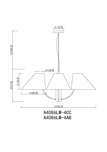 Подвесная люстра Arte Lamp Rondo A4086LM-4AB изображение в интернет-магазине Cramer Light фото 5