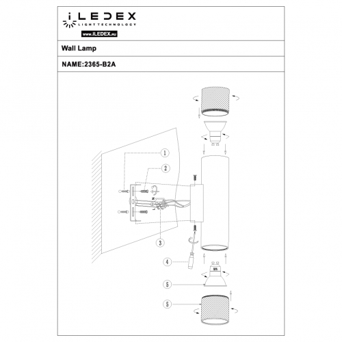 Настенный светильник iLedex Delta 2365-2 BK+GRP изображение в интернет-магазине Cramer Light фото 5