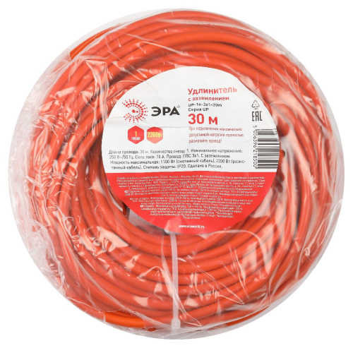 Удлинитель силовой Эра UPx-1e-3x1-30m Б0048679 дополнительное фото фото 6