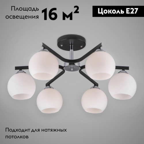 Потолочная люстра Eurosvet Blasco 30145/6 хром/венге изображение в интернет-магазине Cramer Light фото 2