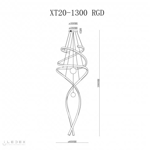 Подвесная люстра iLedex Axis XT20-1300 RGD изображение в интернет-магазине Cramer Light фото 2